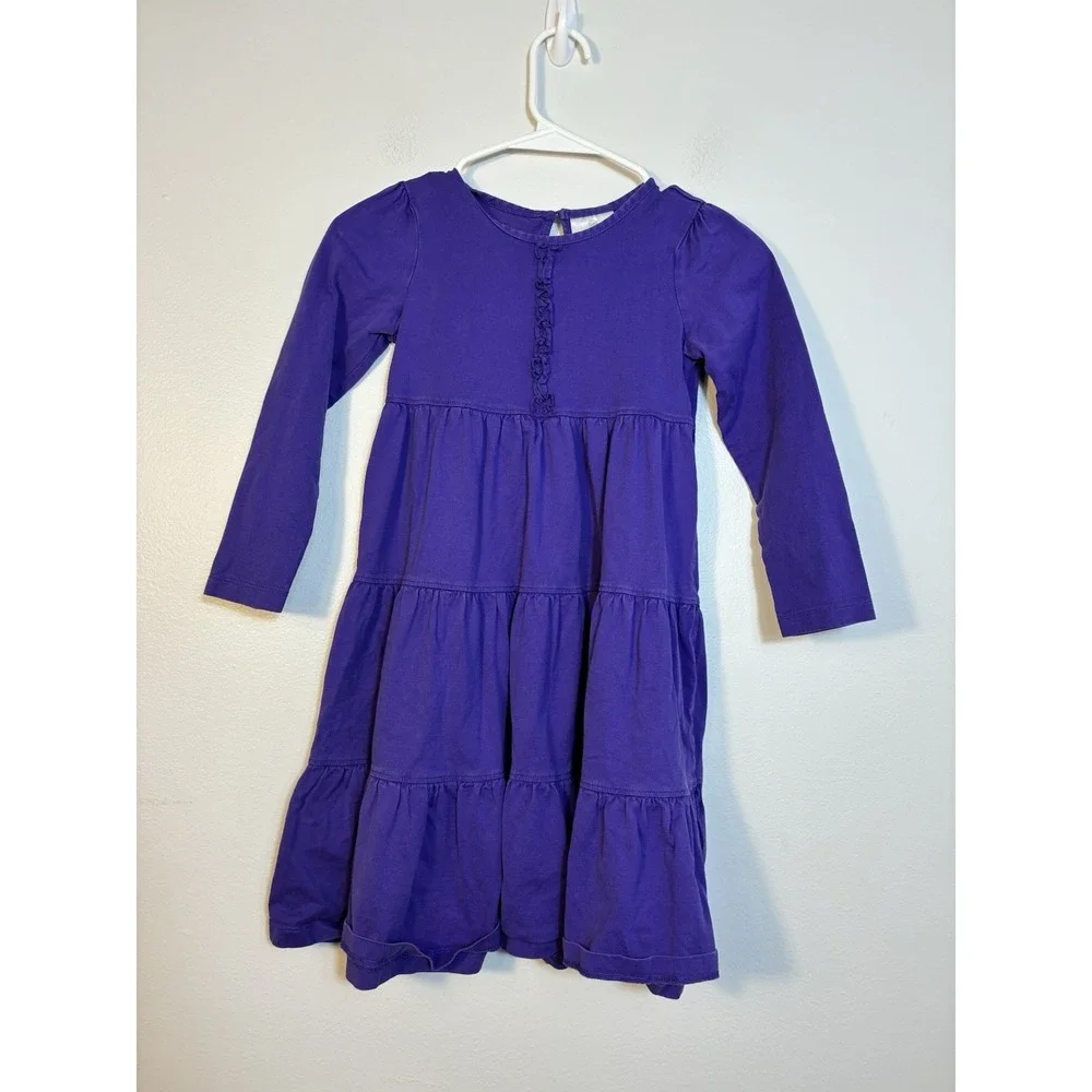 Hannah Andersson Long‎ Sleeve Dress Girls Sz 7 Purple Tired Casual Cotton